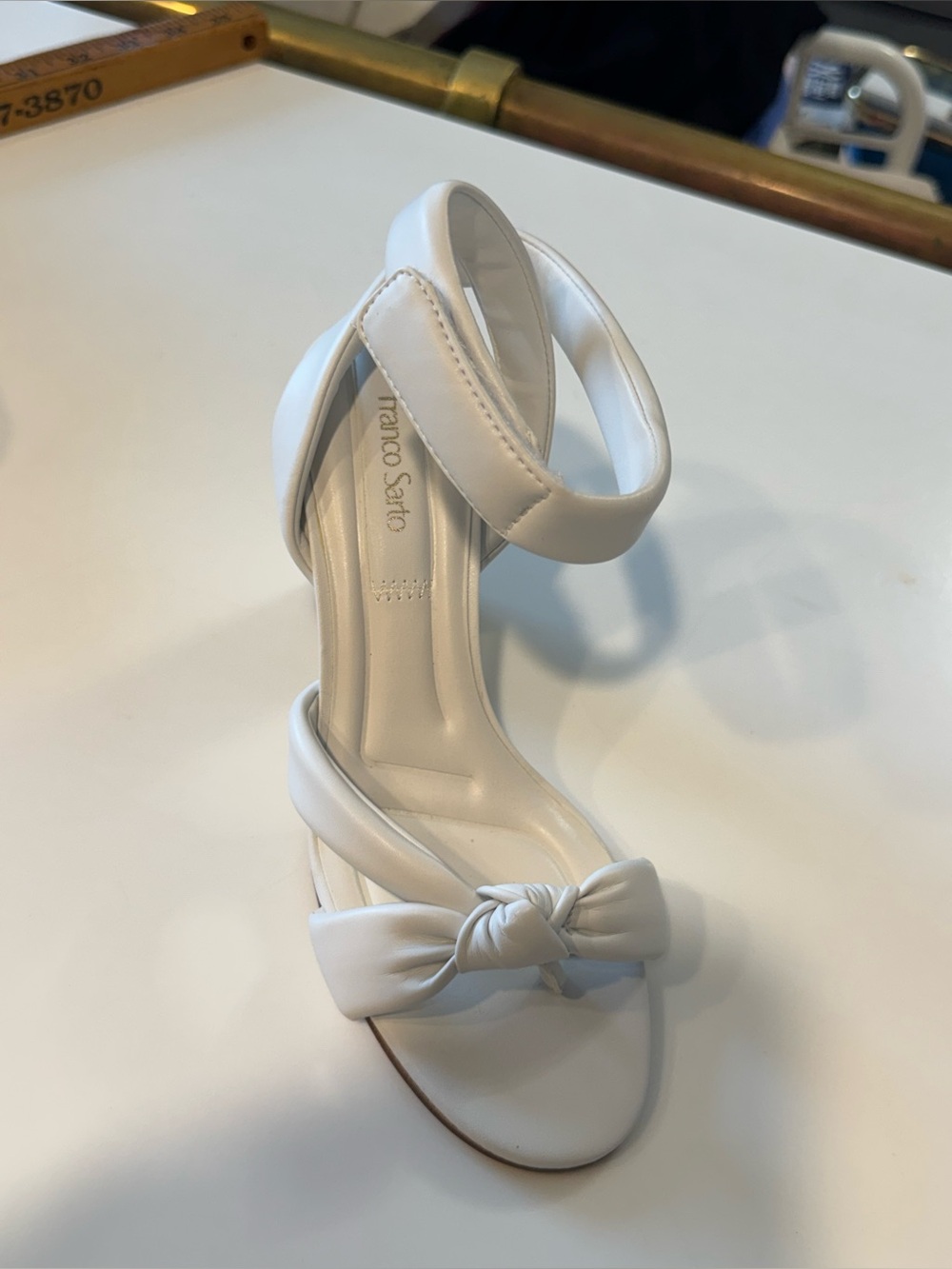 White leather upper, Knotted Ankle-Strap Sandal